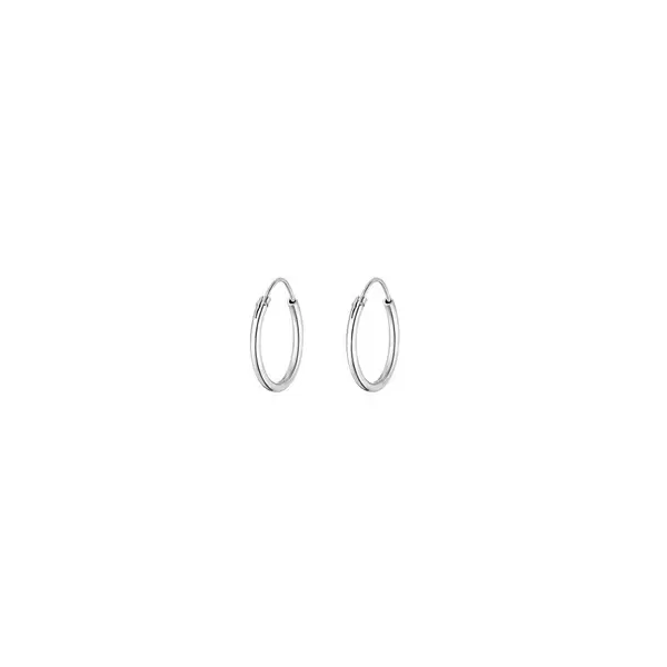 Leaf Jewelry Creole Rund S, 15mm, 14 K Weissgold Günstiger Verkauf