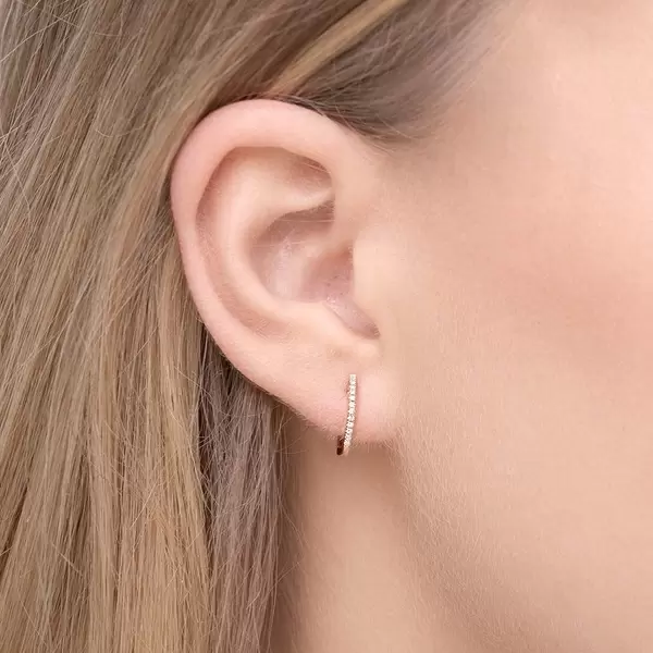 Leaf Jewelry Creole Circle XS mit Diamanten, 12mm, 18 Rosegold Fabrikverkauf