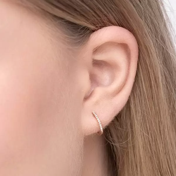 Leaf Jewelry Creole Circle XS mit Diamanten, 12mm, 18 Rosegold Fabrikverkauf
