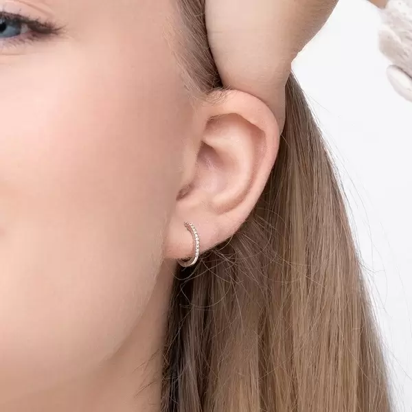 Leaf Jewelry Creole Circle XS mit Diamanten, 12mm, 18 Rosegold Fabrikverkauf
