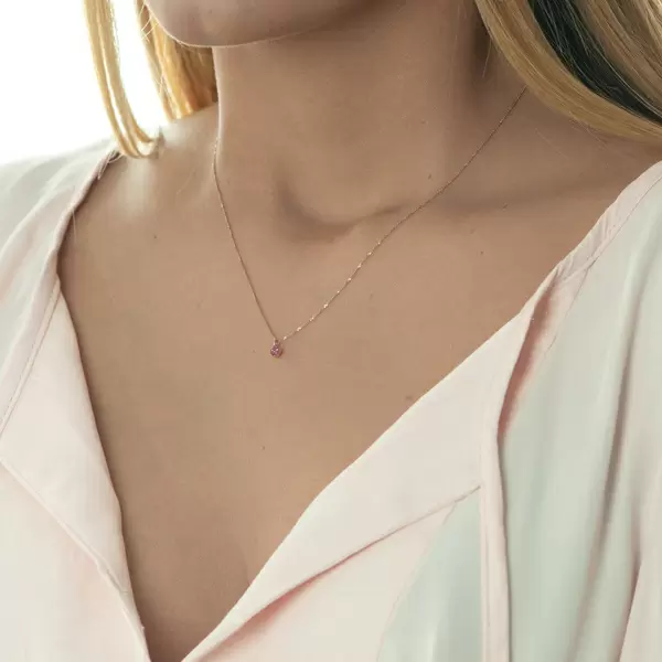 Leaf Jewelry Halskette Cabochon, Rubin, 14 K Roségold Blitzverkäufe