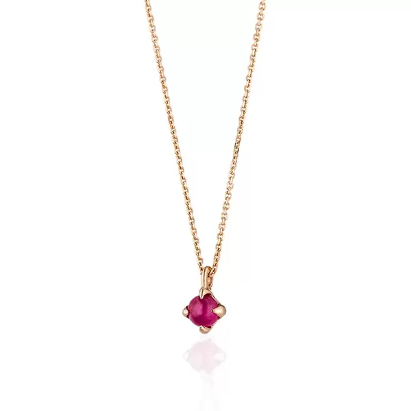 Leaf Jewelry Halskette Cabochon, Rubin, 14 K Roségold Blitzverkäufe