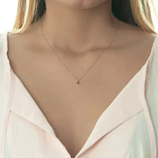 Leaf Jewelry Halskette Cabochon, Rubin, 14 K Roségold Blitzverkäufe