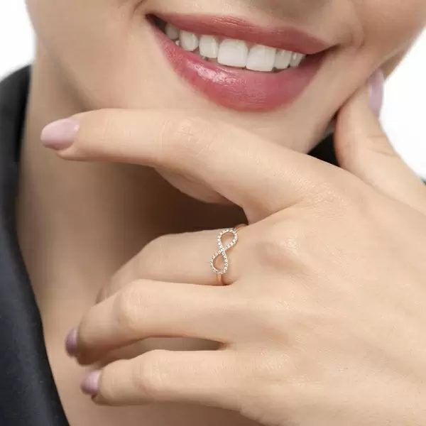 Leaf Jewelry Infinityring mit Diamanten, 18 K Rosegold Fabrik Onlineshop