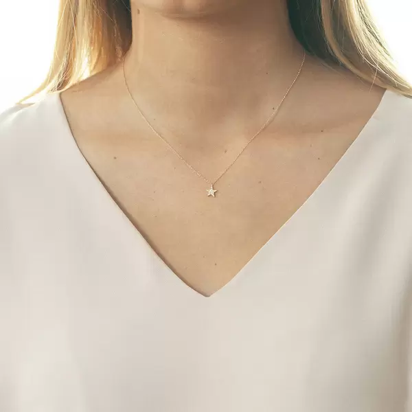 Leaf Jewelry Halskette Stern mit Diamanten, 18 K Roségold Sonderangebot