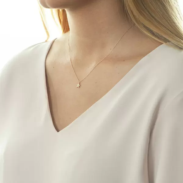 Leaf Jewelry Halskette Stern mit Diamanten, 18 K Roségold Sonderangebot
