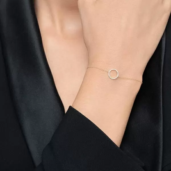Leaf Jewelry Armkette Circle mit Diamanten, 18 K Gelbgold Günstig kaufen