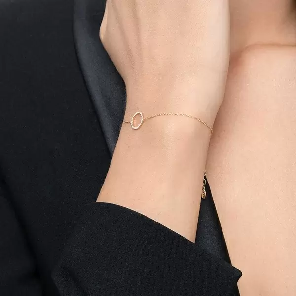 Leaf Jewelry Armkette Circle mit Diamanten, 18 K Gelbgold Günstig kaufen