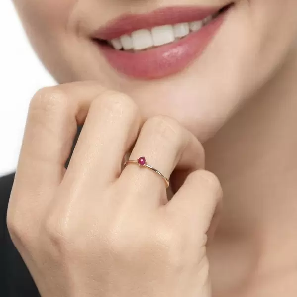 Leaf Jewelry Ring Cabochon, 14 K Gelbgold, Rubin Versandkostenfrei