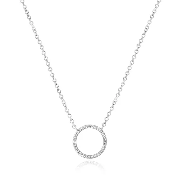 Leaf Jewelry Halskette Circle mit Diamanten, 18 K Weissgold Flash Sale