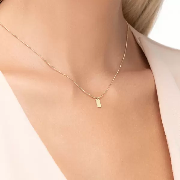 Leaf Jewelry Halskette Tiny Dog Tag, 14 K Gelbgold Exklusivangebot