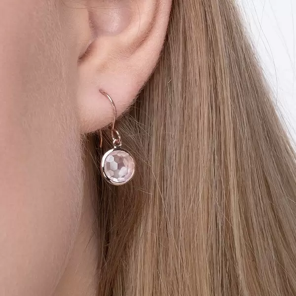 Leaf Jewelry Ohrringe Rosenquarz, 14 K Rosegold Preisnachlass
