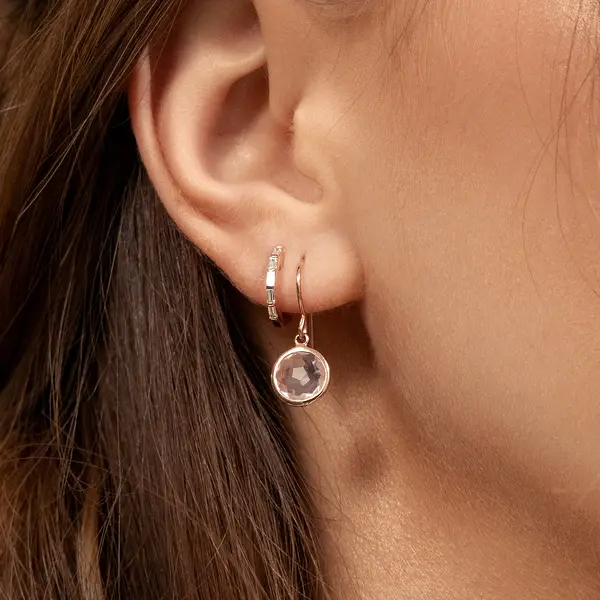 Leaf Jewelry Ohrringe Rosenquarz, 14 K Rosegold Preisnachlass