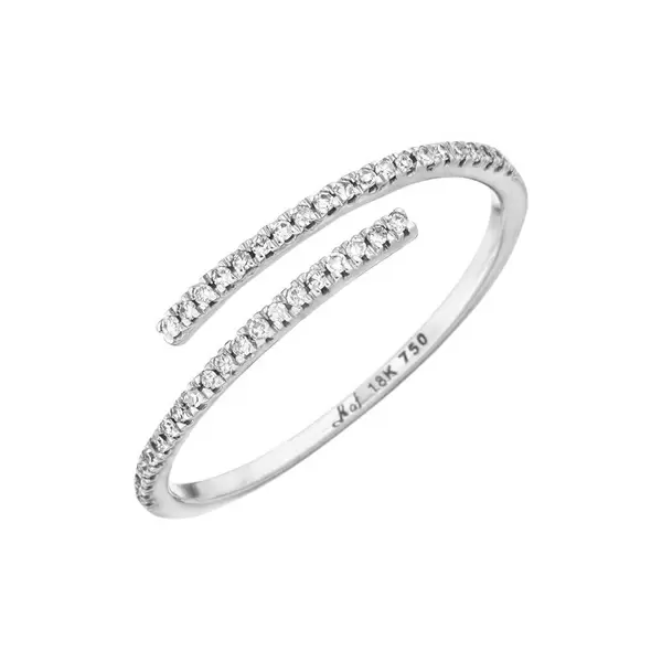 Leaf Jewelry Ring Open mit Diamanten, 18 K Weissgold, Gr.52 Cyber Monday