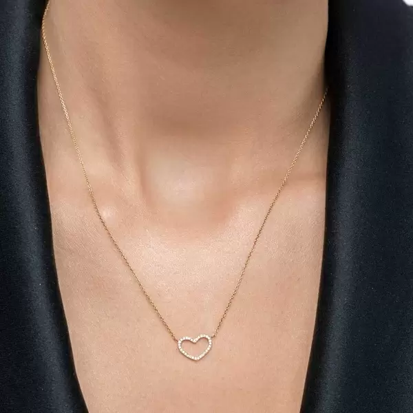 Leaf Jewelry Halskette Heart mit Diamanten, 18 K Gelbgold Vatertagsangebot