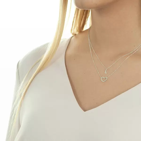 Leaf Jewelry Halskette Heart mit Diamanten, 18 K Gelbgold Vatertagsangebot