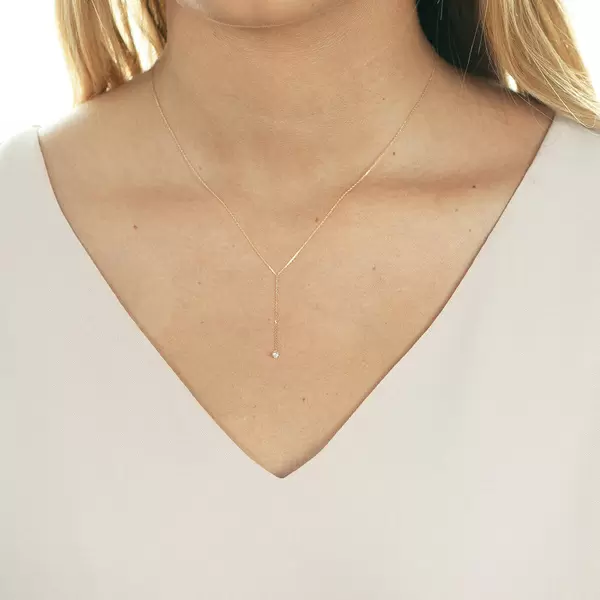 Leaf Jewelry Halskette Y-Pure Diamant, 18 K Rosegold Jubiläumsangebot