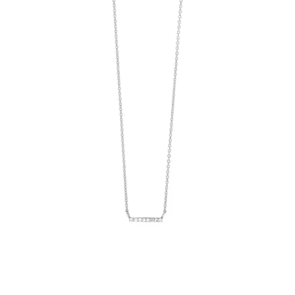 Leaf Jewelry Halskette Horizontal Bar, Diamant, 14 K Weißgold Lagerräumung