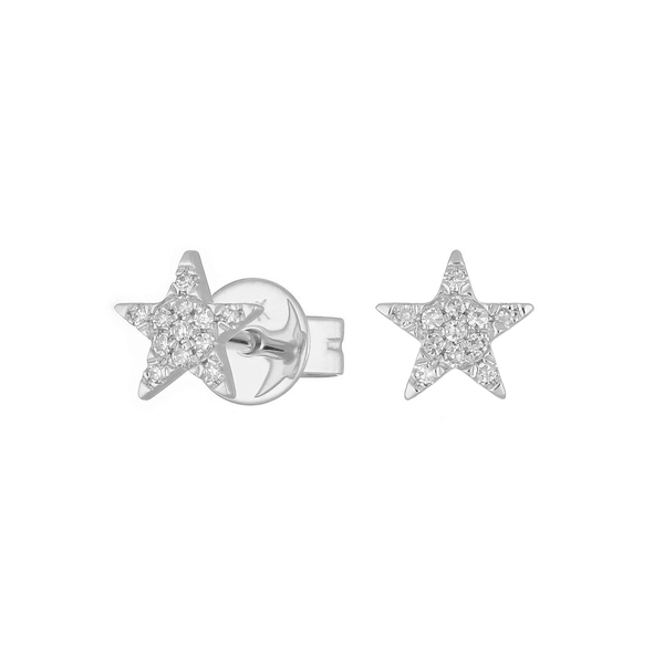 Leaf Jewelry Ohrstecker Stern mit Diamanten, 14K Weißgold Heißer Verkauf