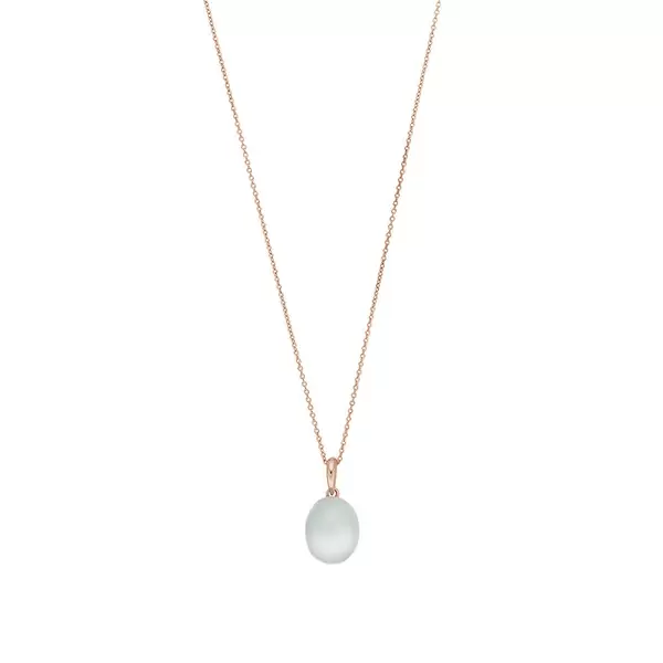 Leaf Jewelry Halskette Cabochon II, 14 K Rosegold, Sea Blue Chalzedon Neueste Mode