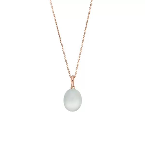 Leaf Jewelry Halskette Cabochon II, 14 K Rosegold, Sea Blue Chalzedon Neueste Mode