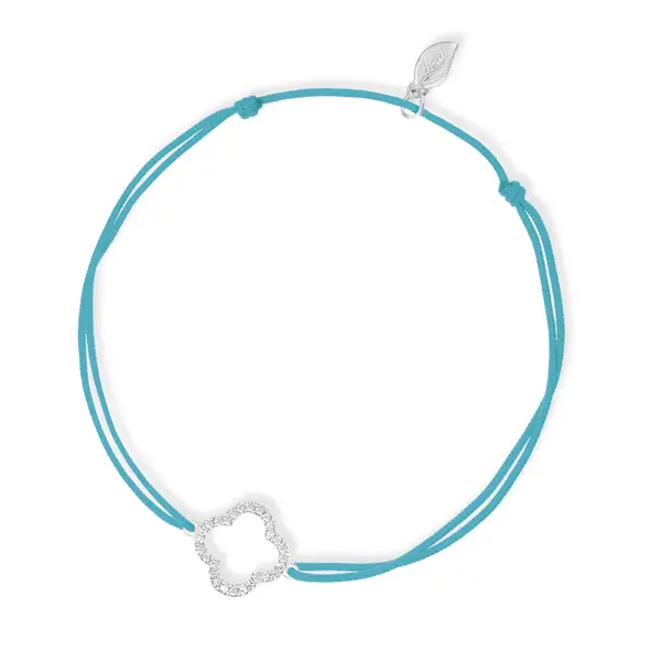 Leaf Jewelry Fußbändchen Kleeblatt mit Diamanten, 18 K Weißgold, Türkis Zeitlich begrenztes Angebot
