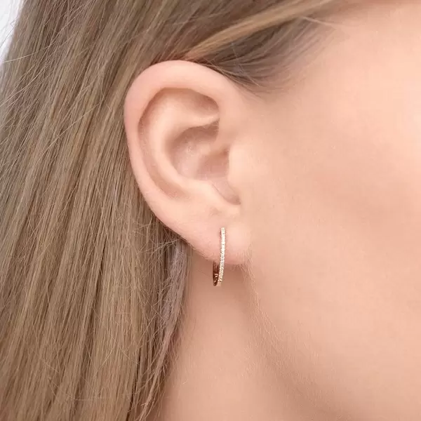 Leaf Jewelry Creole Circle S mit Diamanten, 15mm, 18 K Rosegold Exklusive Angebote