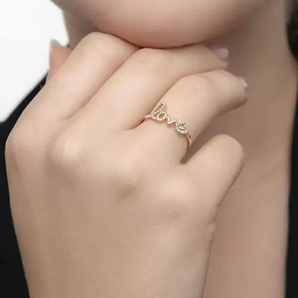 Leaf Jewelry Ring Love 18K Gelbgold mit Diamanten Bestseller