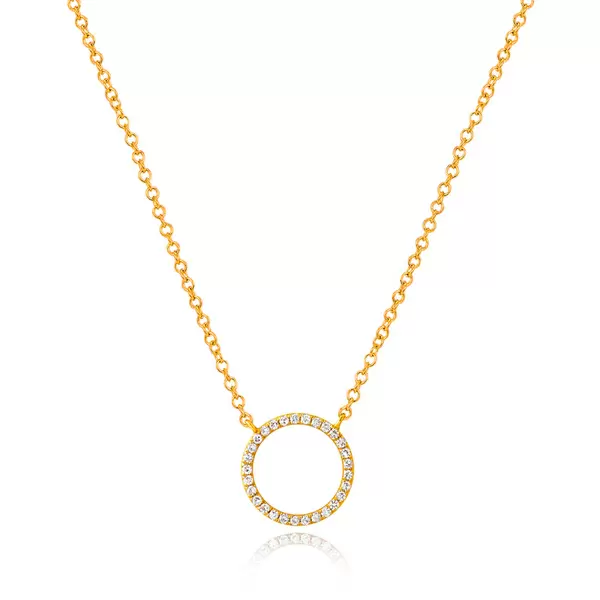 Leaf Jewelry Halskette Circle mit Diamanten, 18 K Gelbgold Saisonale Angebote