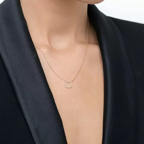 Leaf Jewelry Halskette Circle mit Diamanten, 18 K Gelbgold Saisonale Angebote