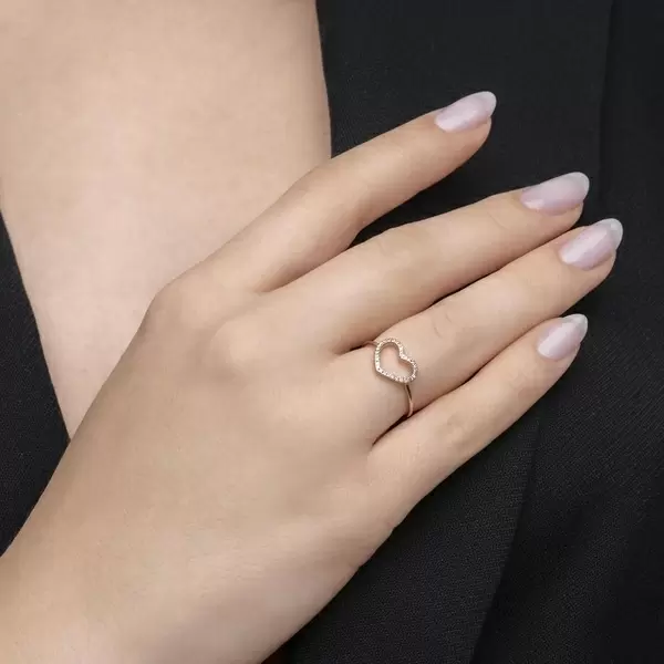 Leaf Jewelry Ring Herz mit Diamanten, 18 K Rosegold Kauf eins, bekomm eins gratis