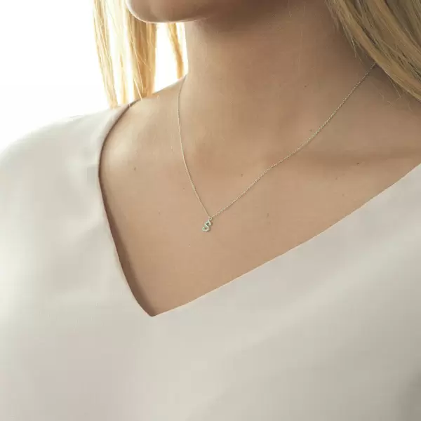 Leaf Jewelry Halskette Letter "S", 14 K Weißgold mit Diamanten Riesige Ersparnisse