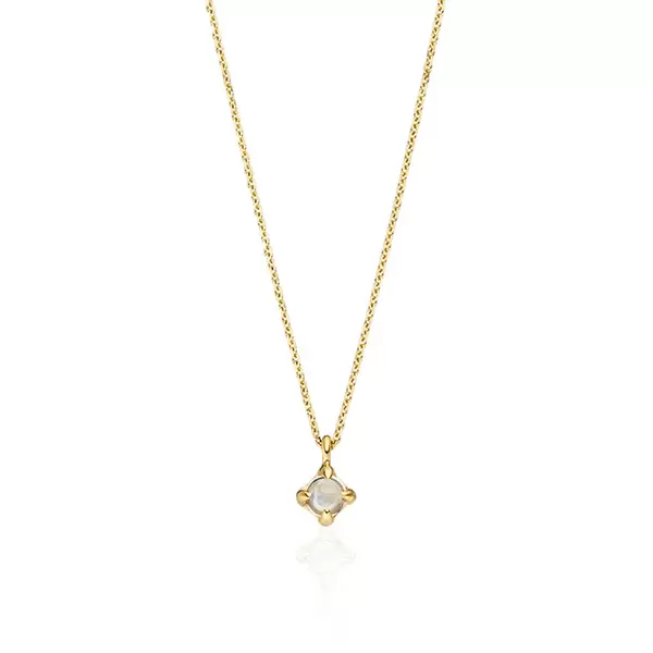Leaf Jewelry Halskette Cabochon, Mondstein, 14 K Gelbgold Kostenlose Rückgabe