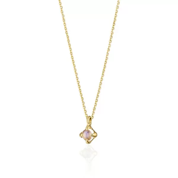 Leaf Jewelry Halskette Cabochon, Mondstein, 14 K Gelbgold Kostenlose Rückgabe
