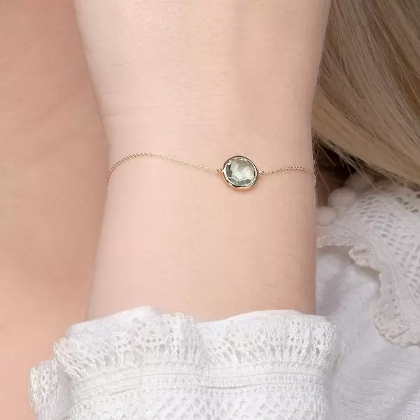 Leaf Jewelry Armkette Green Amethyst, 14 K Gelbgold Begrenzte Freigabe