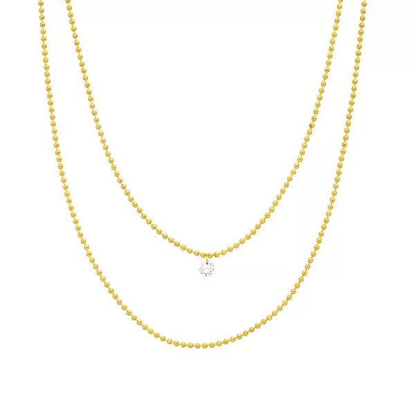 Leaf Jewelry Halskette Pure Double, Diamant, 14 K Gelbgold Letzte 3 Tage