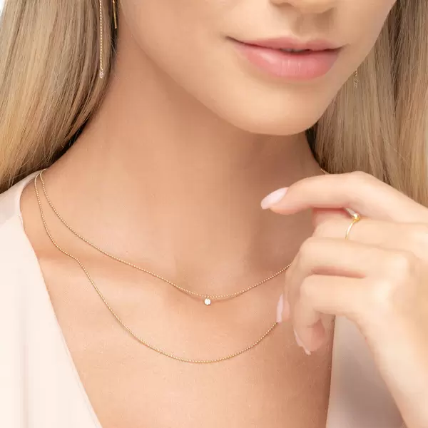 Leaf Jewelry Halskette Pure Double, Diamant, 14 K Gelbgold Letzte 3 Tage