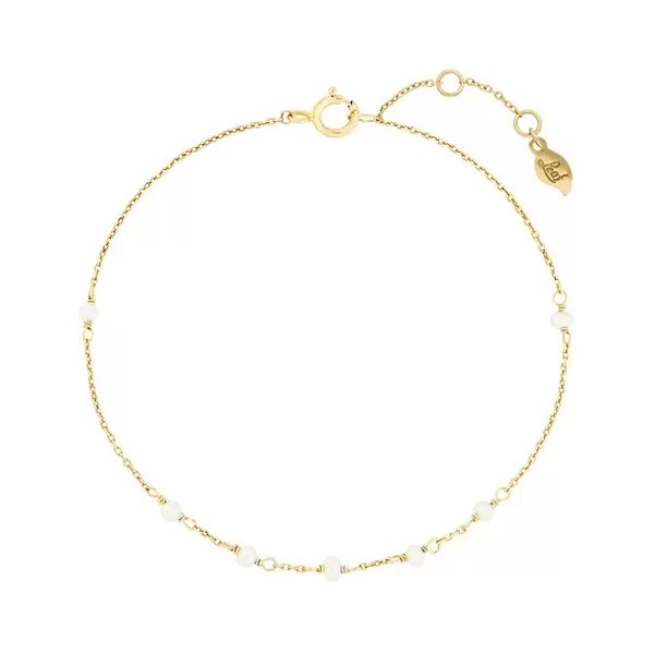 Leaf Jewelry Armkette White Pearls, 14 K Gelbgold Letzte 2 Tage