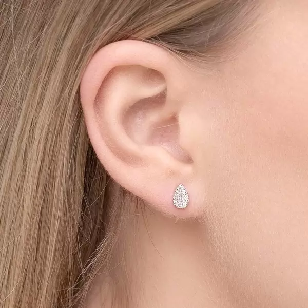 Leaf Jewelry Ohrstecker Drops mit Diamanten, 18 K Weißgold Letzter Tag