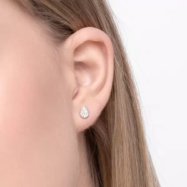 Leaf Jewelry Ohrstecker Drops mit Diamanten, 18 K Weißgold Letzter Tag