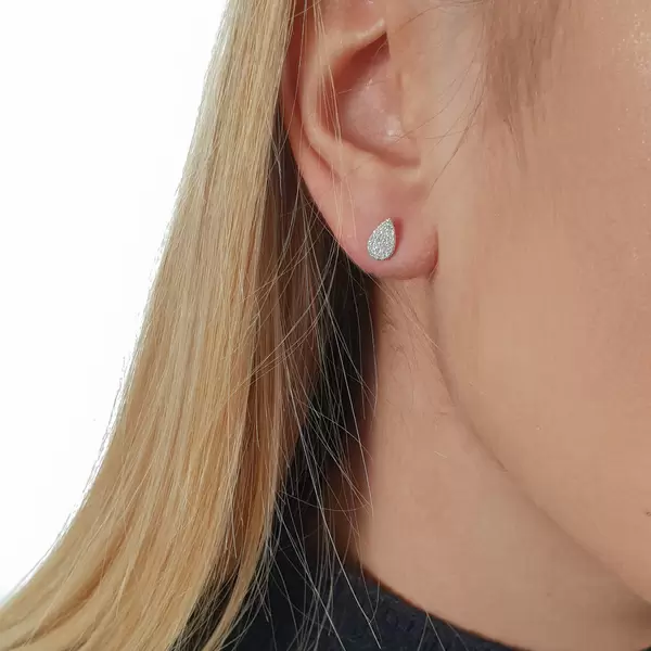 Leaf Jewelry Ohrstecker Drops mit Diamanten, 18 K Weißgold Letzter Tag