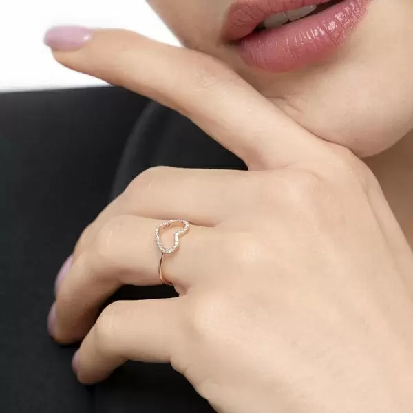 Leaf Jewelry Ring Herz mit Diamanten, 18 K Gelbgold Zeitbegrenzte Promotion