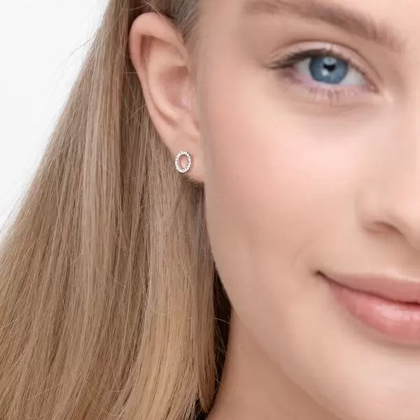 Leaf Jewelry Ohrringe Circle mit Diamanten, 18 K Weißgold Bis zu 50% Rabatt