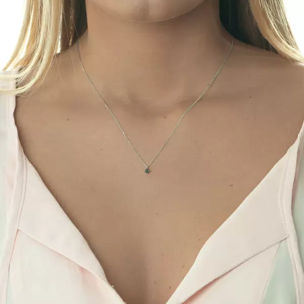 Leaf Jewelry Halskette Cabochon, Blauer Topas, 14 K Weißgold Nur für heute