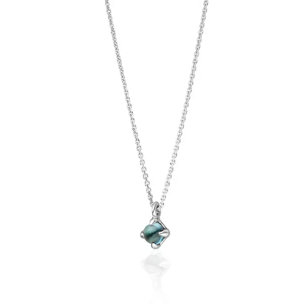 Leaf Jewelry Halskette Cabochon, Blauer Topas, 14 K Weißgold Nur für heute