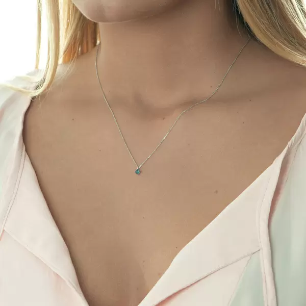 Leaf Jewelry Halskette Cabochon, Blauer Topas, 14 K Weißgold Nur für heute