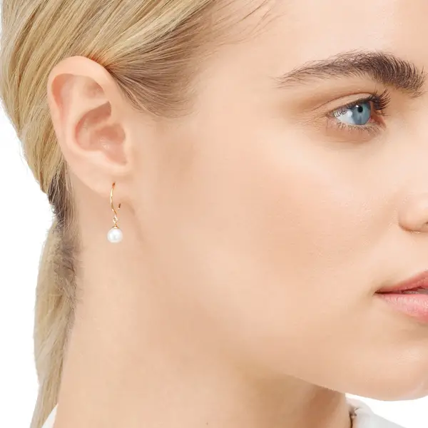 Leaf Jewelry Ohrhänger Single Pearls, 14K Gelbgold Vierteljährliche Förderung
