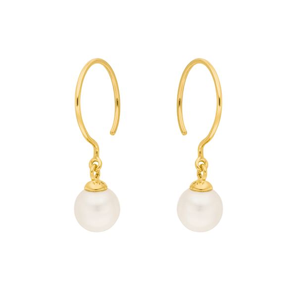 Leaf Jewelry Ohrhänger Single Pearls, 14K Gelbgold Vierteljährliche Förderung