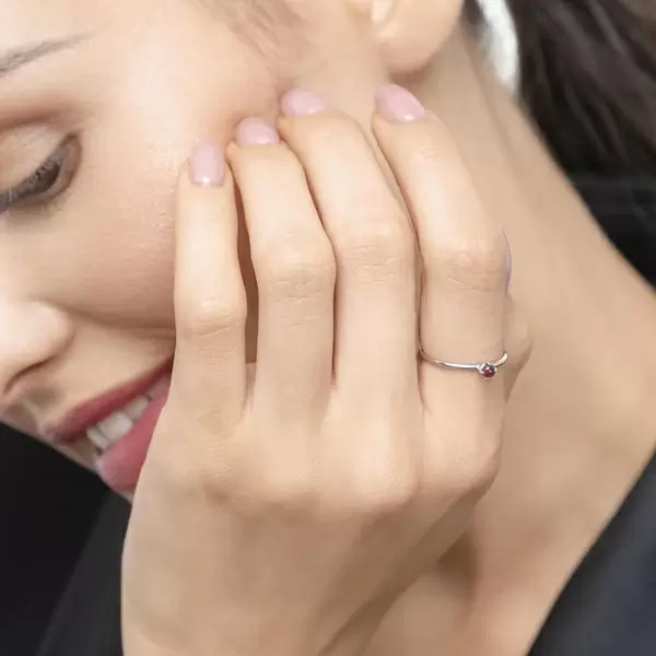 Leaf Jewelry Ring Cabochon, 14 K Weißgold, Rubin Bis zu 55% Rabatt