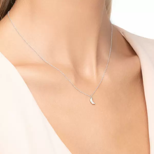 Leaf Jewelry Halskette Halbmond, 18 K Weißgold Discount Store für neue Produkte